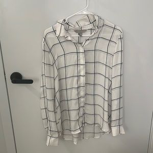 H&m white checked blouse/shirt